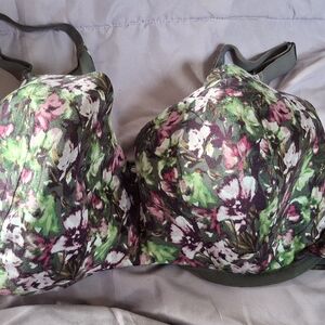 Cacique Green and Pink Floral Underwire Bra